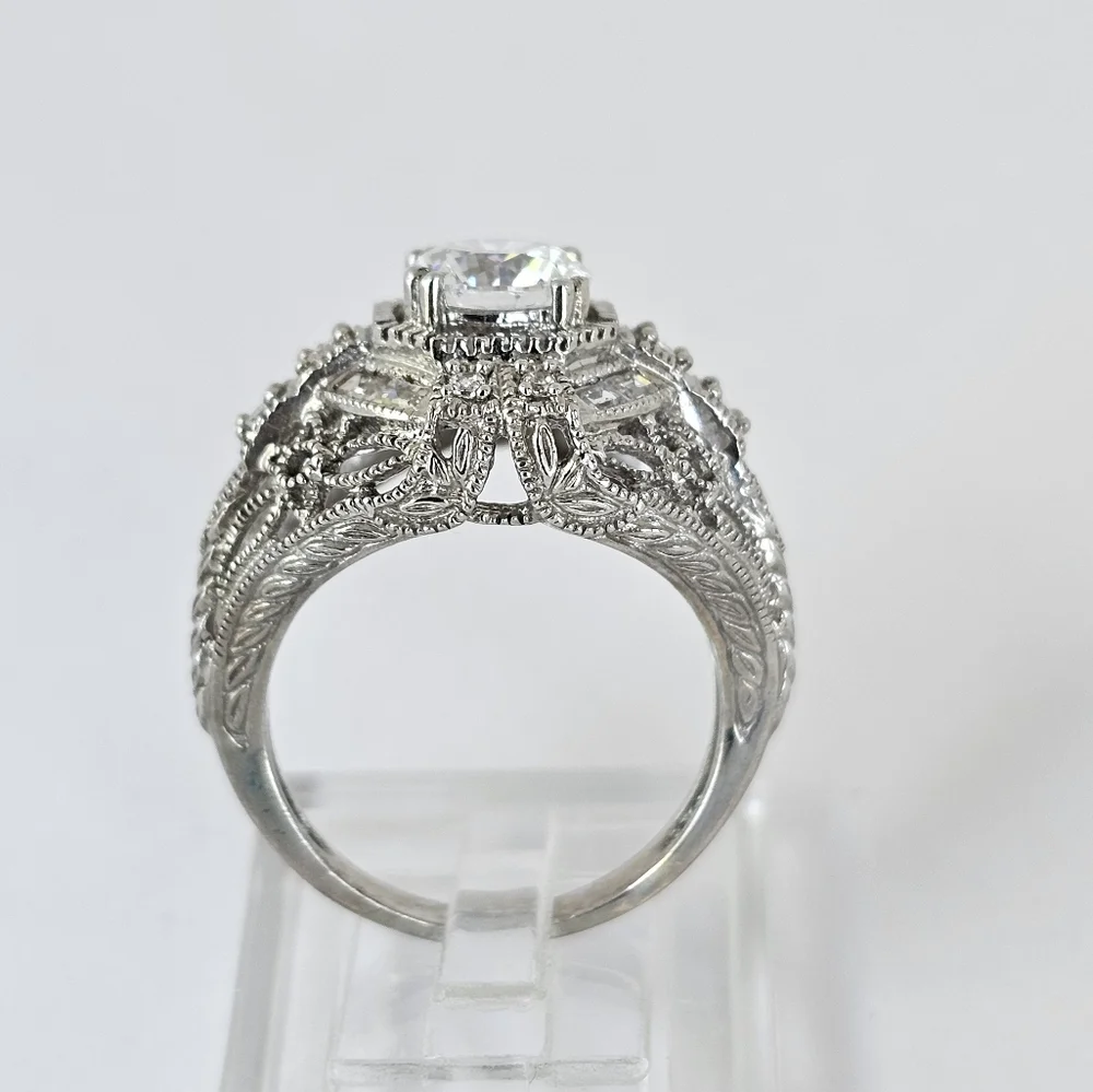 Authentic Victoria Wieck Art Deco Diamonique Ring Sterling Silver Size 7 - Picture 5 of 14